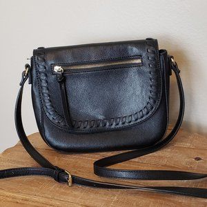 Black Pleather Crossbody Bag